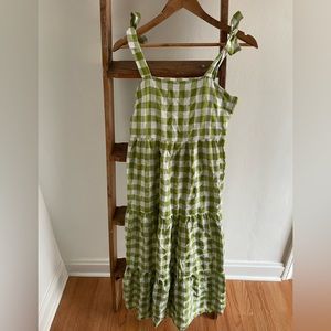Green/white gingham maxi dress